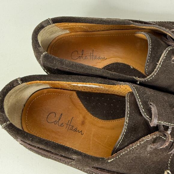 Cole Haan Dominick Boat shoes Men\'s 10 Dark Brown Suede Lace-Up Low Top Classic